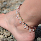 Anklet tourmaline rainbow mini pétales