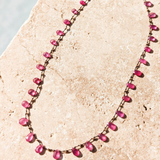 Sapphire and gold-filled petal necklace