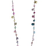 Mini petal tourmaline necklace with rainbow beads