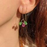 Pink Sapphire Tsavorite Tulip Earrings