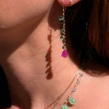 Boucles d’oreilles Pluie d’Apatite Verte & Saphir Rose