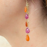 Boucles d’oreilles Pluie de Saphir Rose & Cornaline