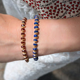 Bracelet lapis lazuli & fleurettes gold filled