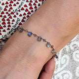 Bracelet pétales labradorite et perles
