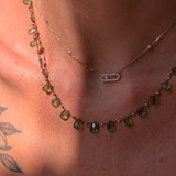 Collier pétales Apatite verte et gold filled