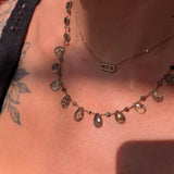 Collier pétales quartz rutile noir