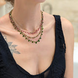Collier Mini pétales tourmaline rose