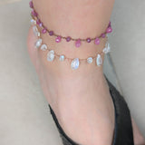 Anklet saphir rose mini pétales