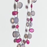 Chalcedony and pink sapphire petal necklace