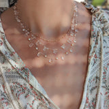 Rose quartz necklace with petal beads