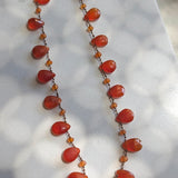 Carnelian petal and pearl necklace 