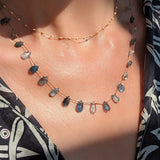 Aquamarine moss petal necklace