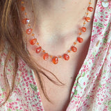 Carnelian petal and pearl necklace 