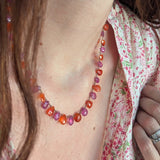 Pink sapphire carnelian petal necklace 