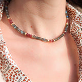 Labradorite pink tourmaline necklace