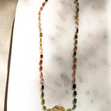 Tourmaline ingot and citrine heart necklace 