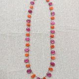 Pink sapphire carnelian petal necklace 