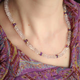 Karuna handknotted rose quartz and amethyst necklace