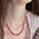 Pink sapphire carnelian petal necklace 