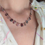 Mystic spinel petal necklace