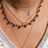 Smoky quartz and garnet petal necklace Drops