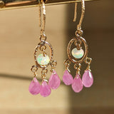 Ethiopian opal pink sapphire earrings