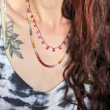 Sapphire and gold-filled petal necklace