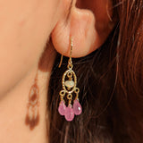 Ethiopian opal pink sapphire earrings