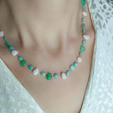 Chrysoprase Opal Amazonite Mermaid Petal Necklace