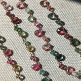 Mini petal tourmaline necklace with rainbow beads
