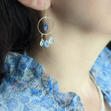 Tanzanite moonstone dreamcatcher earrings