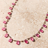 Sapphire and gold-filled petal necklace