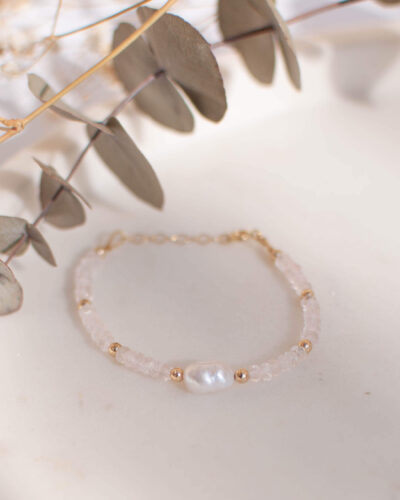 bracelet quartz rose perle amore stonology