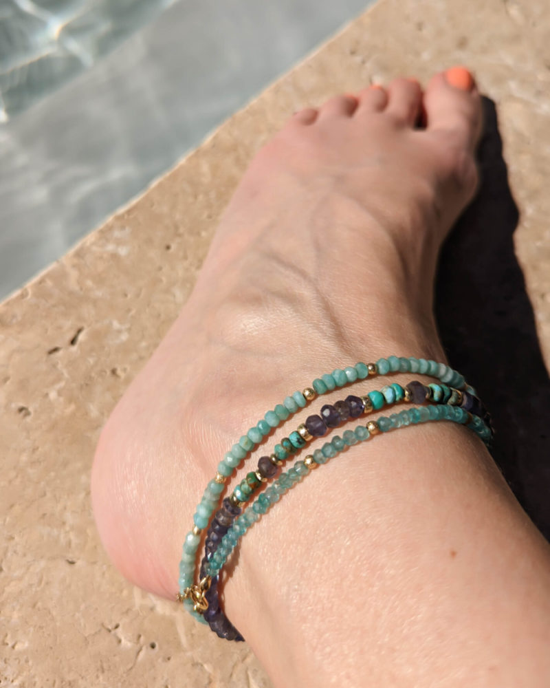 apatite amazonite iolite turquoise anklet bijou de cheville