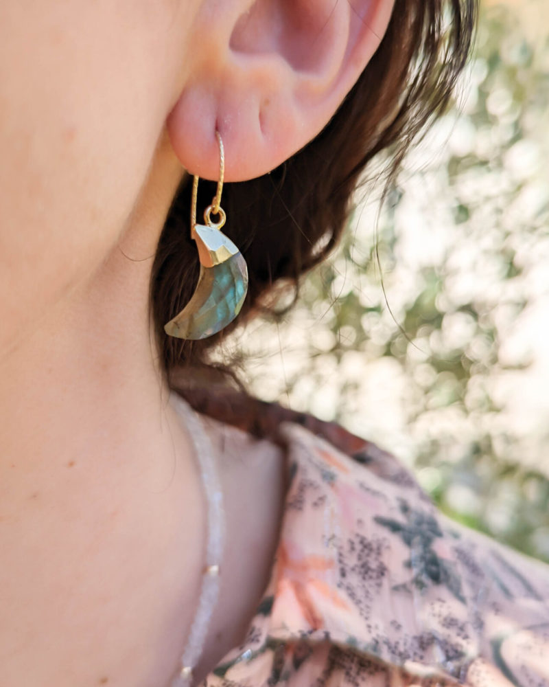 boucle oreille lune labradorite