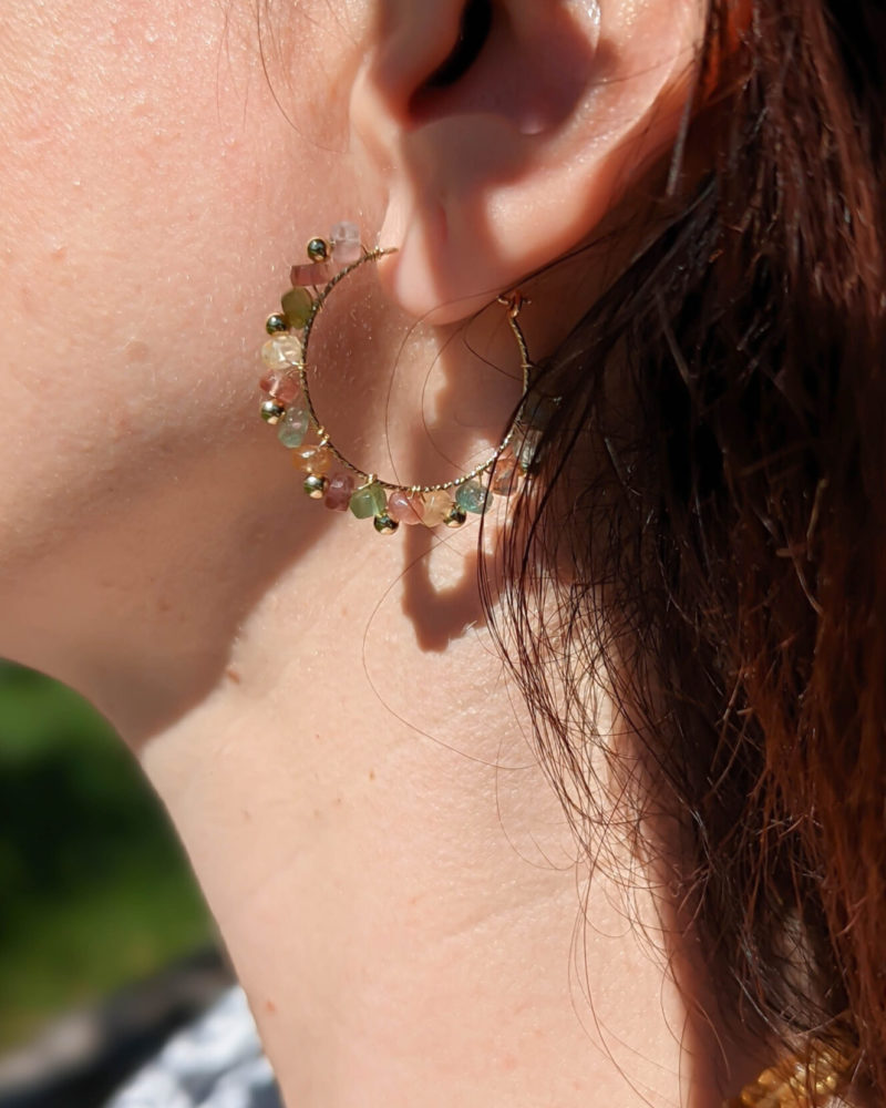 boucle oreille tourmaline gold filled 3