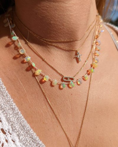 collier gouttes opale ethiopienne handmade