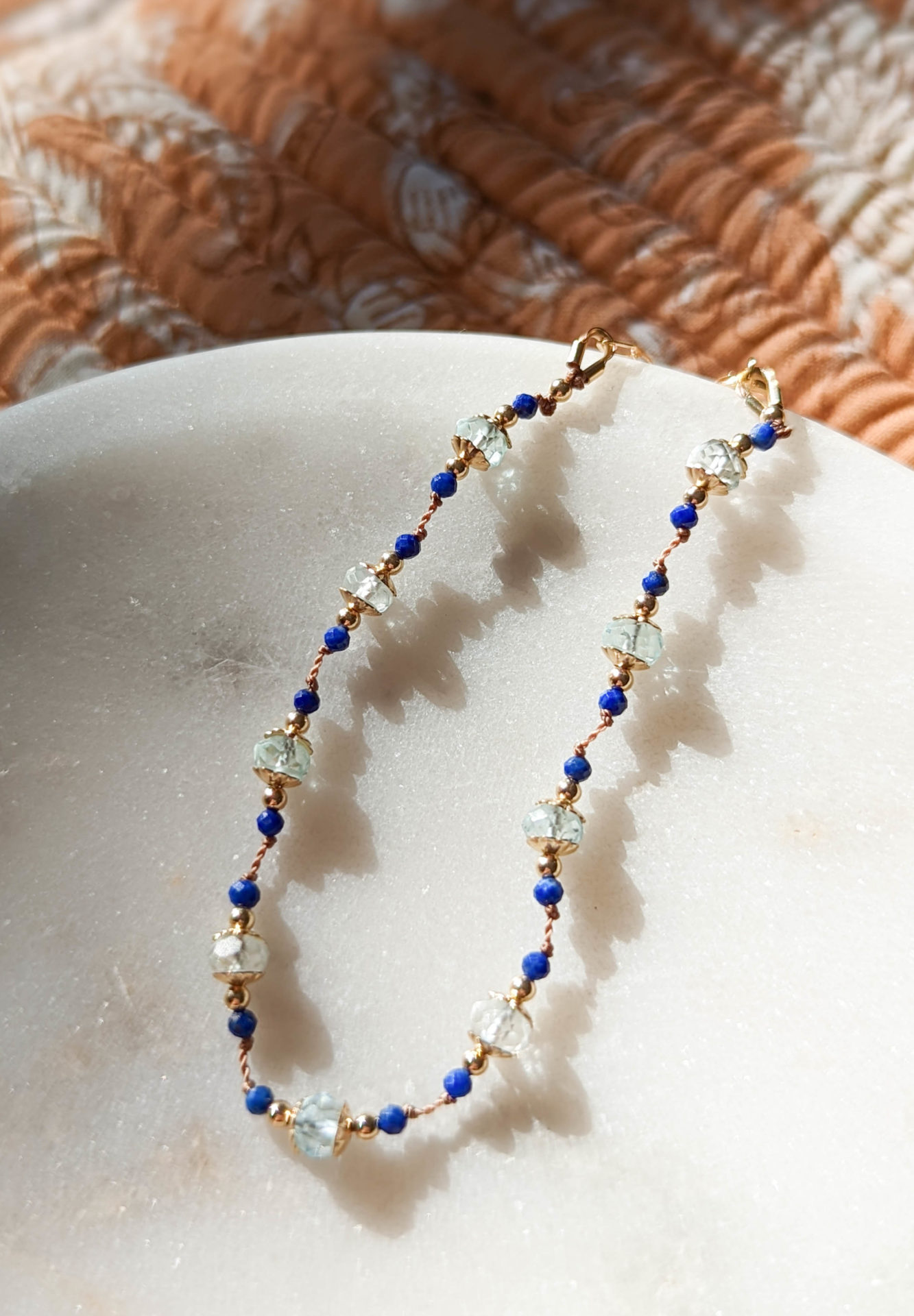bracelet aigue marine lapis lazuli holi